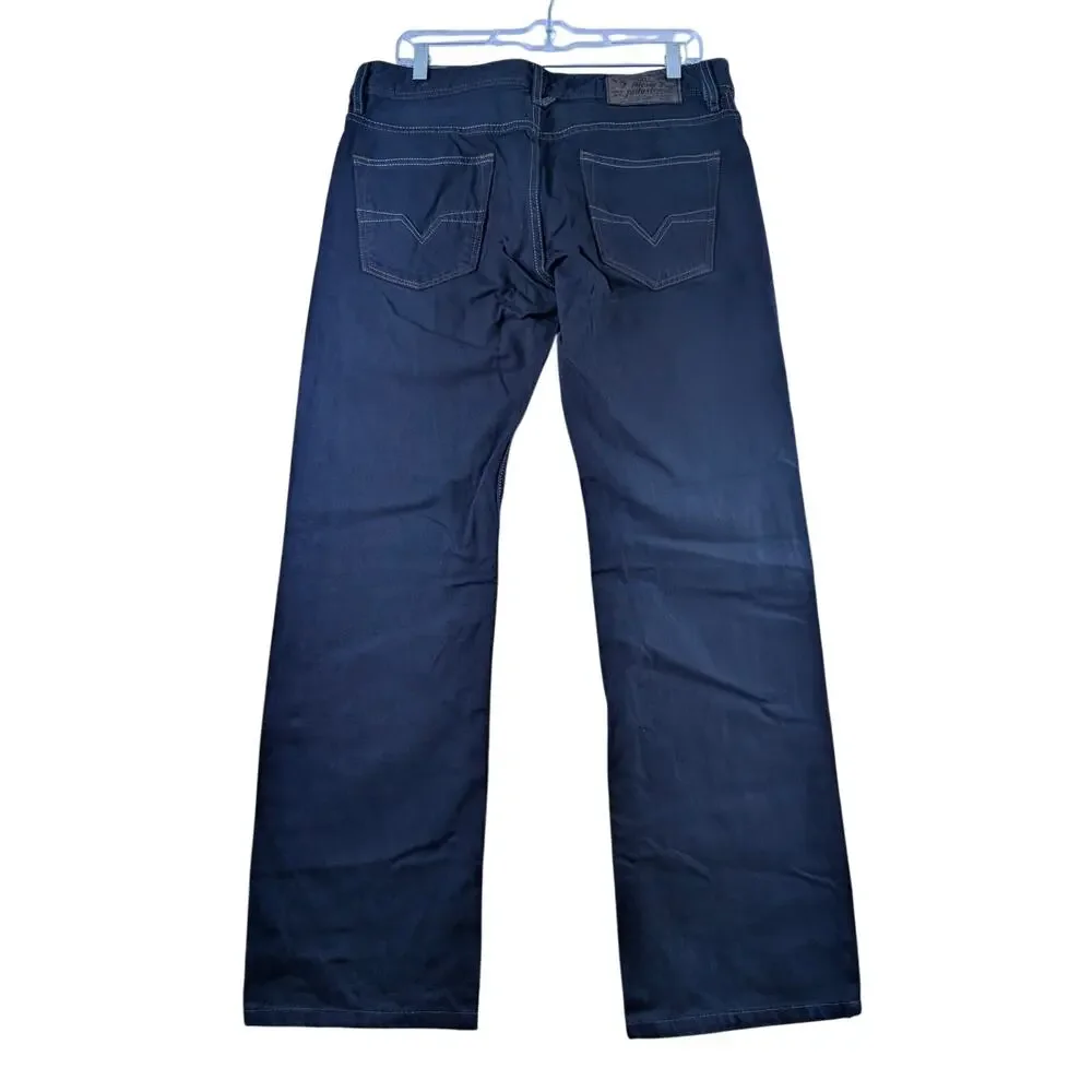 Diesel Industries‎ Mens 32x28 Navy Blue Dark Wash Straight Leg Denim Jeans